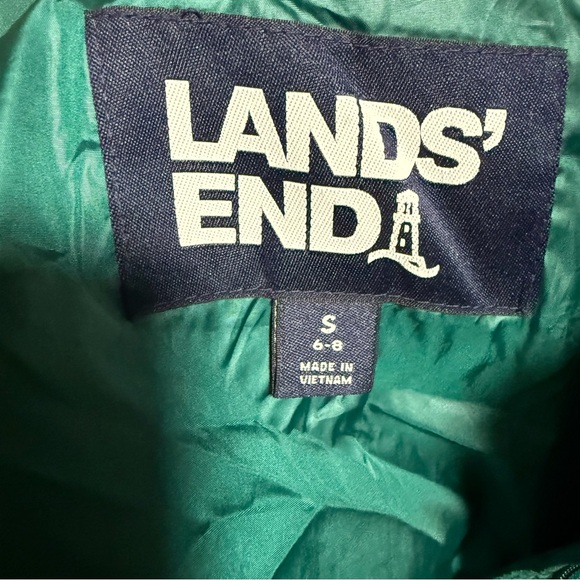 Lands' End Teal Down Lightweight Puffer Zip Up Coat Small Outerwear Insulated - Picture 8 of 12